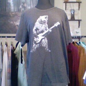 Bassist Bass Bear Guitar Vintage Screen Print Mens/Womens Tee XL